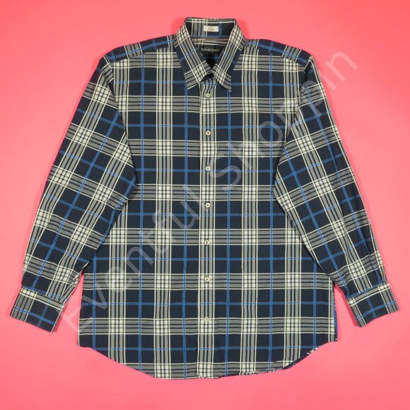 Peter Millar Button Down Shirt Mens L Blue Plaid Bullock & Jones Cotton - Picture 2 of 5